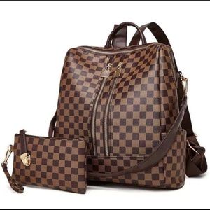 The Anistyn Checkered Backpack-Brown